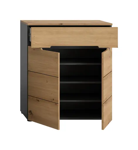 Kommode - B ca. 80 cm, Basalt grau, Artisan Eiche Nachbildung