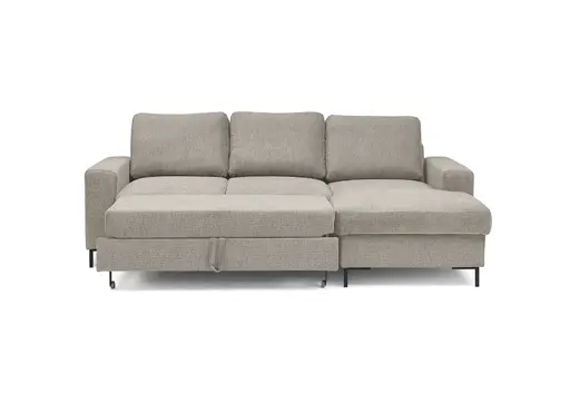 Ecksofa - 2-Sitzer mit Longchair rechts, Stoff, Steingrau