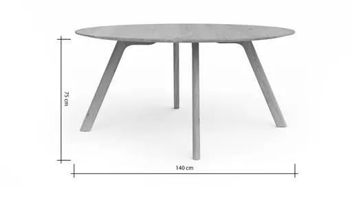 Esstisch Phoenix - LBH ca. 140x140x75 cm, Eiche massiv, Bianco geölt, rund