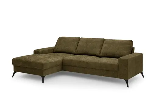 Ecksofa - Ecke links, 2-Sitzer, Stoff, Braun