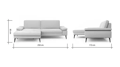 Ecksofa Houston - Longchair groß links mit 1,75-Sitzer, inkl. Sitztiefenverstellung und Armlehne klappbar, Stoff, Natur