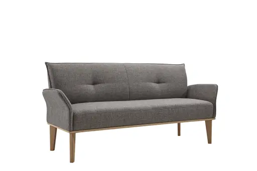 Armlehnbank Rosita - Breite ca. 192cm, Stoff, Graubraun