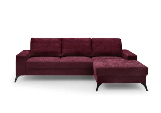 Ecksofa - 2-Sitzer, Ecke rechts, Stoff, Weinrot