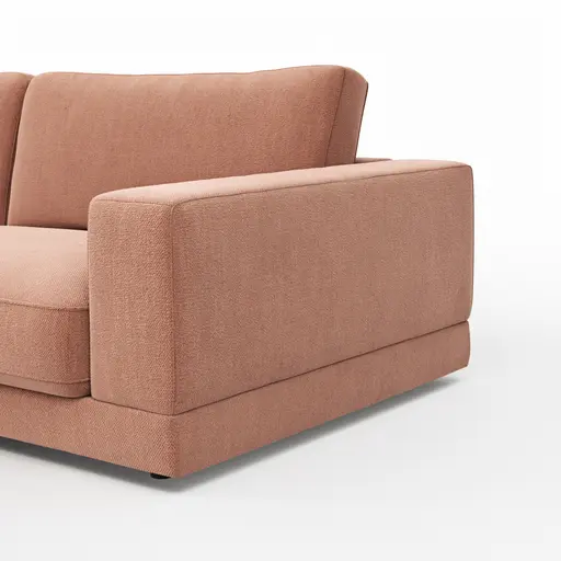 Ecksofa Juni - Longchair links mit 1,5-Sitzer, Stoff, Pfirsich