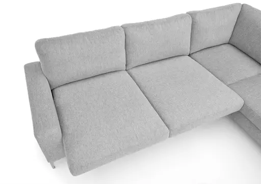 Ecksofa CALM 2.0 - Ecke links mit 2,5-Sitzer, Schlaffunktion mit Bettkasten, Stoff, Silbergrau