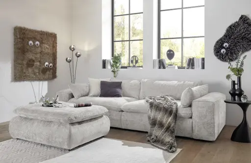 Sofa - 3-Sitzer, Stoff, Perlmutt