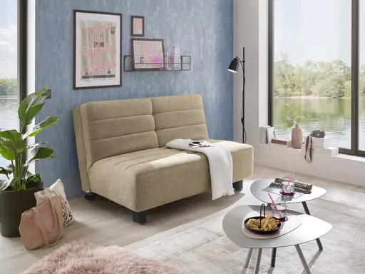  Faltsofa Easy - 2-Sitzer ohne Armlehne, ca. 140 cm inkl. Schlaffunktion, Stoff, Braun
