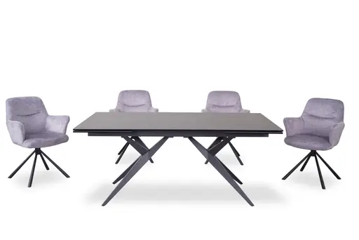 Armlehnstuhl MIRYA - drehbar, Stoff, Silberfarben