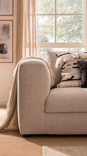 Sofa Stormy - 3-Sitzer, Stoff, Creme