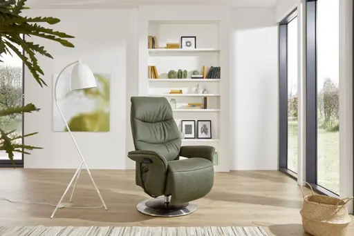 Fernsehsessel EM Erlangen - Relaxfunktion 1-motorisch, Leder, grün