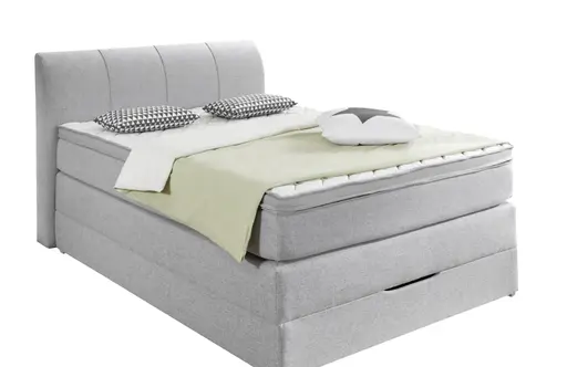 Boxspringbett- Liegefläche ca. 140x200 cm, Stoff, Silber
