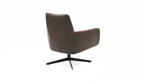 Drehsessel Matina - Größe M, Leder&Stoff, Nougat, Weinrot