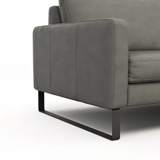 Sofa Enna - 3,5-Sitzer, Leder, Grau