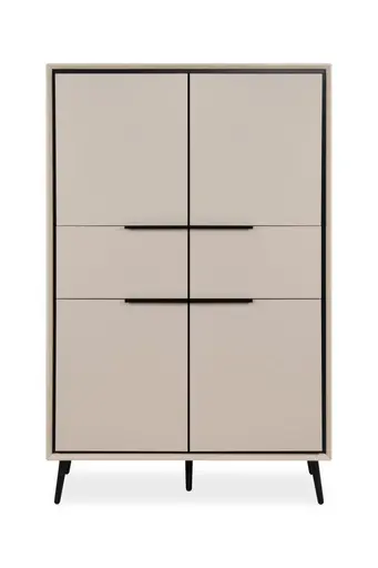Highboard - B ca. 90 cm, Sand, Schwarz