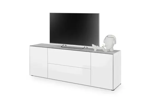 Lowboard - B ca. 181 cm, Weiß, Keramikoptik