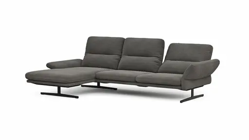 Ecksofa  Alexander -  Longchair links mit 3-Sitzer inkl. Kopfstütze/Armlehne verstellbar, Stoff, Taupe