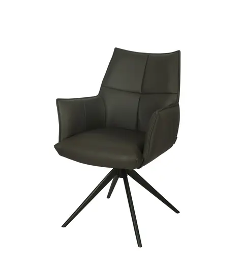 Armlehnstuhl MELE - drehbar, Leder, Dunkelbraun