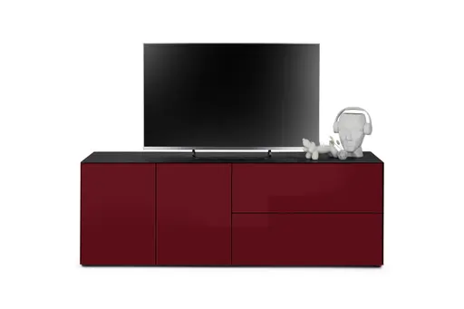 Lowboard - B ca. 181 cm, Bordeauxrot, Keramikoptik