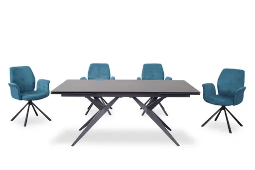 Armlehnstuhl MANOA - drehbar, Stoff, Petrol