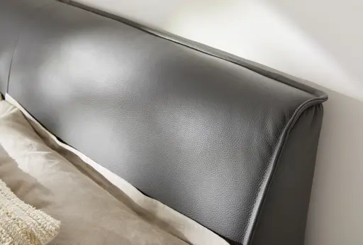 Bett Foresta - Liegefläche ca. 180x200 cm, Asteiche massiv, Bianco, Leder, Anthrazit