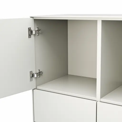 Highboard Edge - Lack weiß, auf Rollen