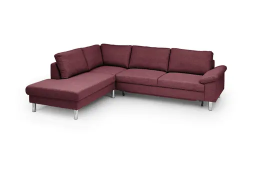 Ecksofa COOL - Ecke links mit 2,5-Sitzer, Querschläfer, Stoff, Burgund