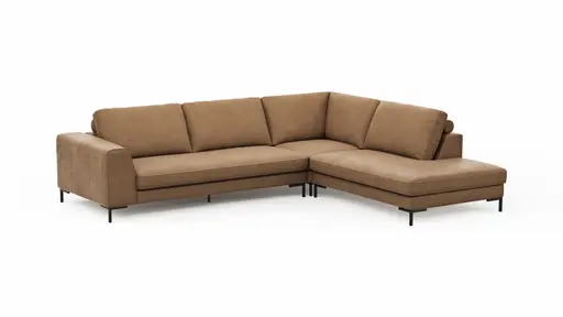 Ecksofa Solano - 2,5-Sitzer mit Ecke Rechts, Leder, Hellbraun