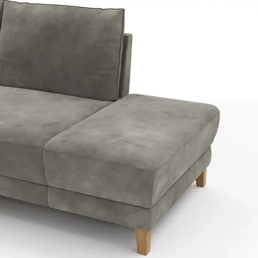 Sofa Stamford - 3,5-Sitzer, Bogen links mit Ecksofa 2-sitzig und Abschlusshocker Rechts, Stoff, Anthrazit