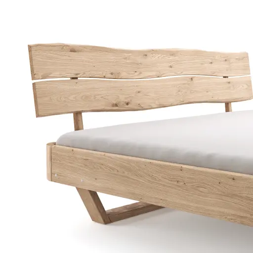 Bettgestell 1660 - Liegefläche ca. 200x200 cm, Wildeiche bianco, sandgestrahlt