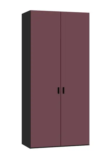 Drehtürenschrank JOIN IT- B ca. 101 cm,  Schwarz, Glas, Berry, Matt