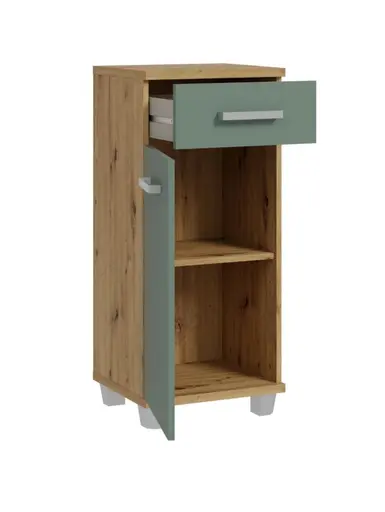 Kommode- Eiche Dekor, Graugrün