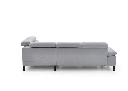 Ecksofa - 2,5-Sitzer mit Ecke rechts, Kopfteil verstellbar, Stoff, Platin