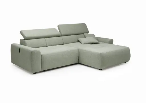 Ecksofa JYTTE - Sofa 2-sitzig mit Longchair rechts, Stoff, Lindgrün
