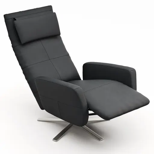 Drehsessel Lotta -Größe L, inkl. Relaxfunktion, Leder, Schwarz