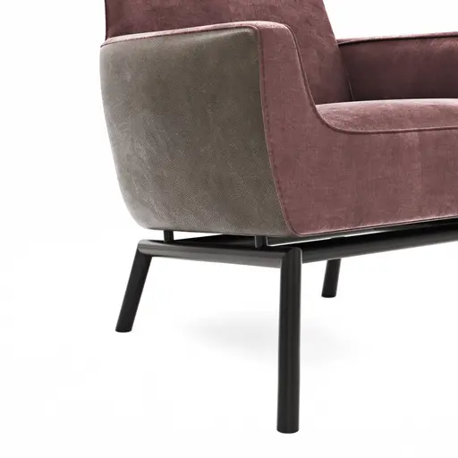 Sessel Matina - Größe M, Leder&Stoff, Nougat, Weinrot