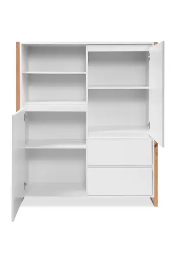 Highboard - B ca. 120 cm, Weiß, Artisan Eiche Nachbildung