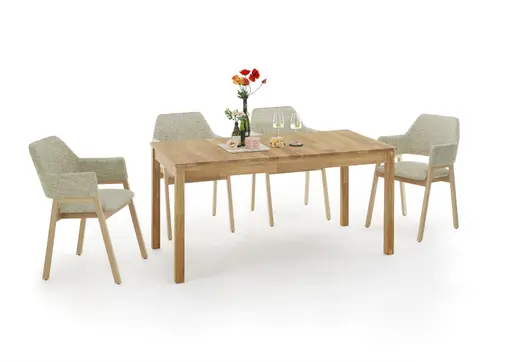 Esstisch- LB ca. 160-200x80 cm, Ausziehbar, Eiche, Massiv, Geölt