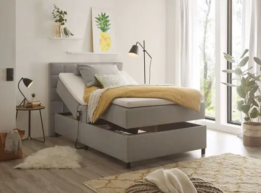 Polsterbett- Liegefläche ca. 120x200 cm, Stoff, Silbergrau