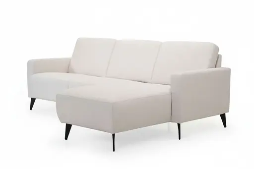 Ecksofa - 2,5-Sitzer mit Longchair rechts, Stoff, Creme