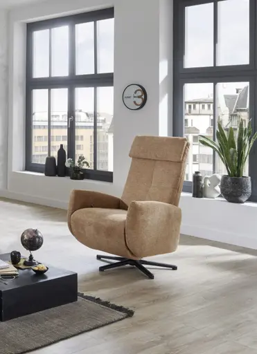 Drehsessel - Größe L, inkl. Relaxfunktion, Stoff, Cognac