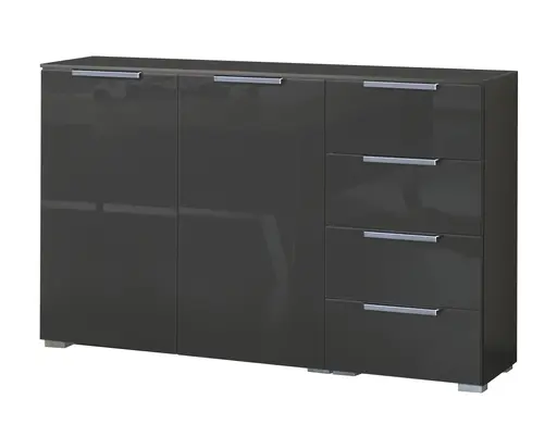 Kombikommode - B. ca. 120 cm, Farbglas Basalt