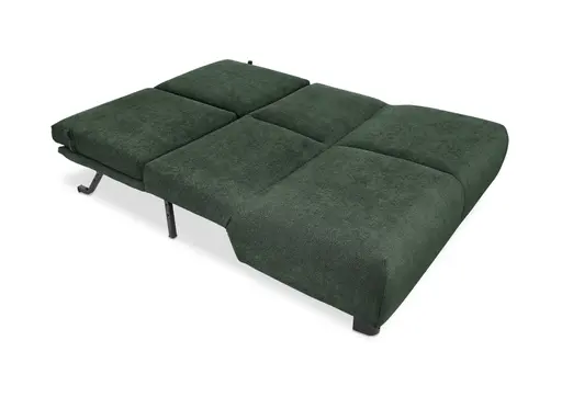  Faltsofa EBBY - 2-Sitzer ohne Armlehne, 140 cm inkl. Schlaffunktion, Stoff, Dunkelgrün