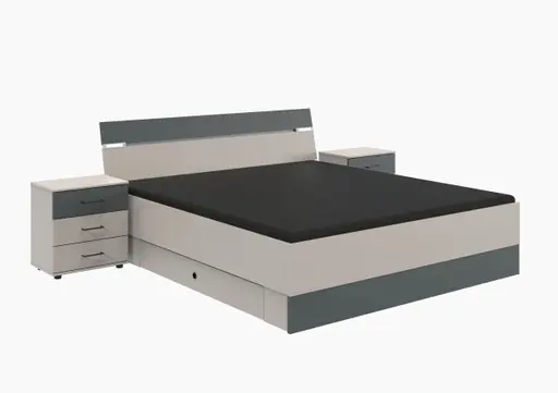 Bettanlage- Liegefläche ca, 180x200 cm, Hellgrau, Graphit