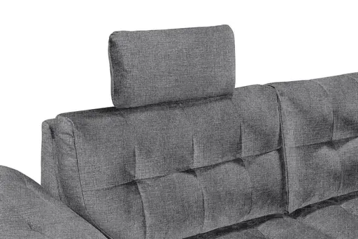 Ecksofa - 2-Sitzer, Ecke rechts inkl. Schlaffunktion und Bettkasten, Armteilverstellung, Stoff, Anthrazit