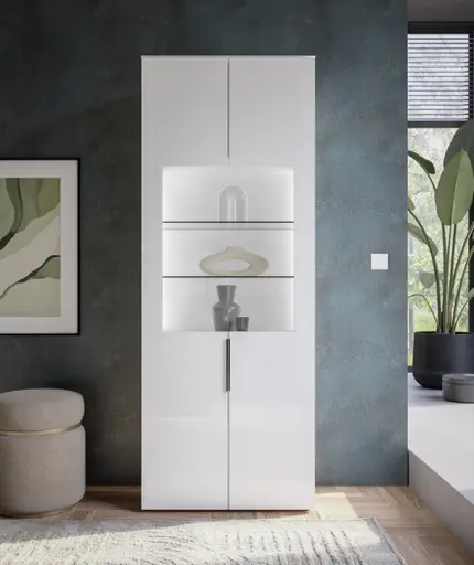 Vitrine- inkl. LED-Beleuchtung, Weiß