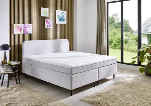 Boxspringbett- Liegefläche ca. 180x200 cm, Stoff, Silber