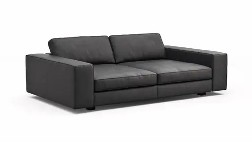 Sofa Aprino 1 - 3,5-Sitzer XXL, Dickleder, Schwarz, Armlehne Block breit