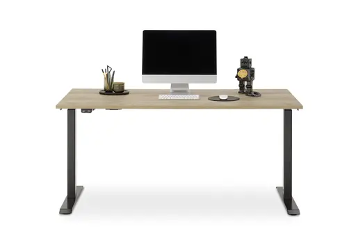 Schreibtisch GELI - höhenverstellbar, LB ca. 160x80 cm, Eiche Nachbildung, Schwarz