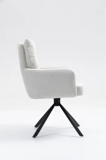 Armlehnstuhl - drehbar, Cord, Creme