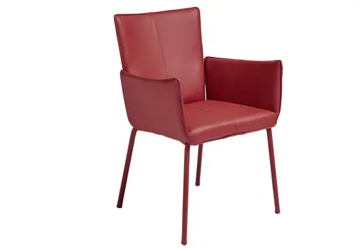 Armlehnstuhl 4900 - Leder, Rot, Innenliegendes Gestell, Lederbezogen